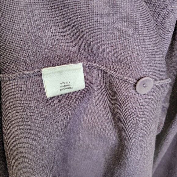 Eileen Fisher Women's Small Cardigan Sweater Purple Long Button Close Silk Blend - Picture 6 of 6